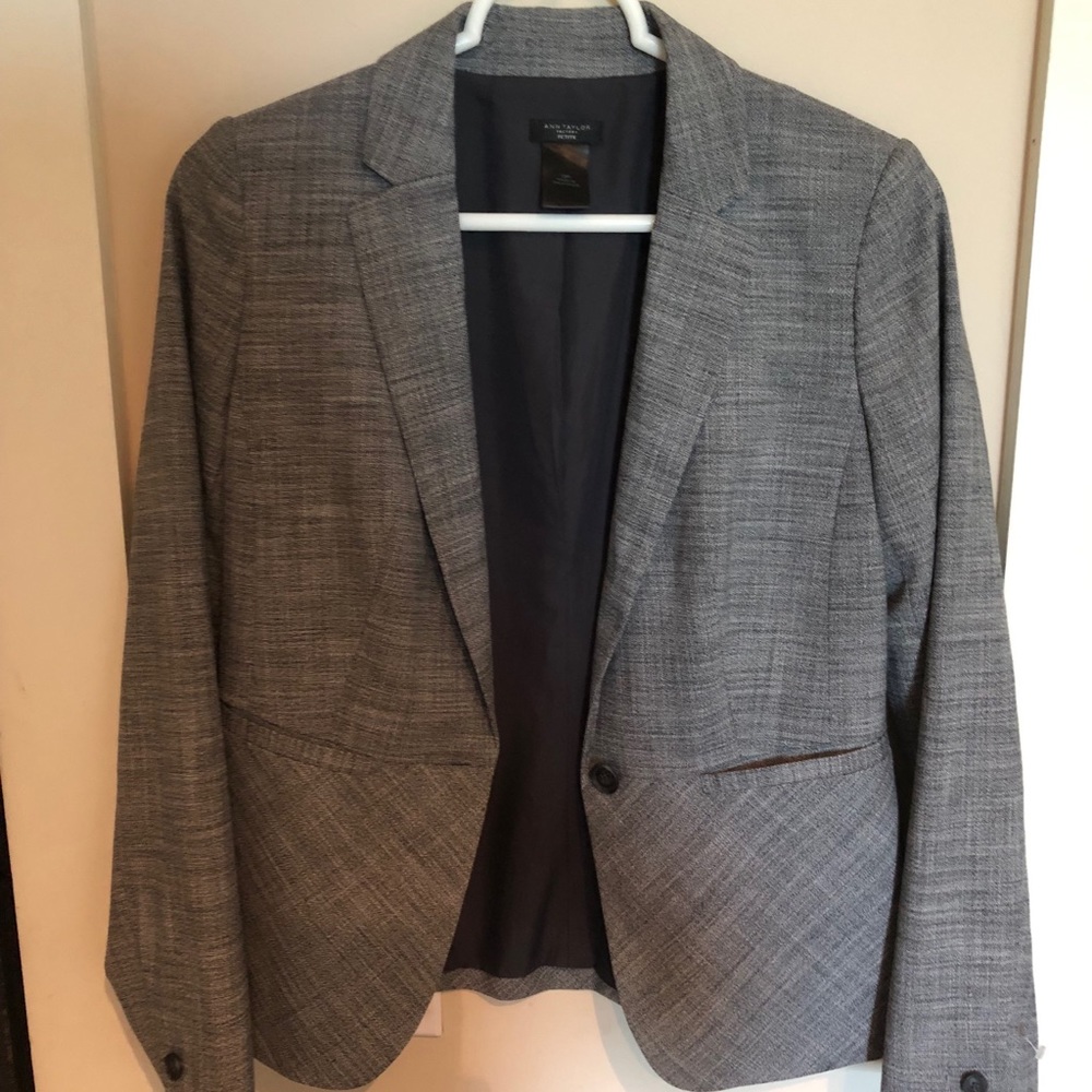 Ann Taylor Factory Gray One Button Blazer